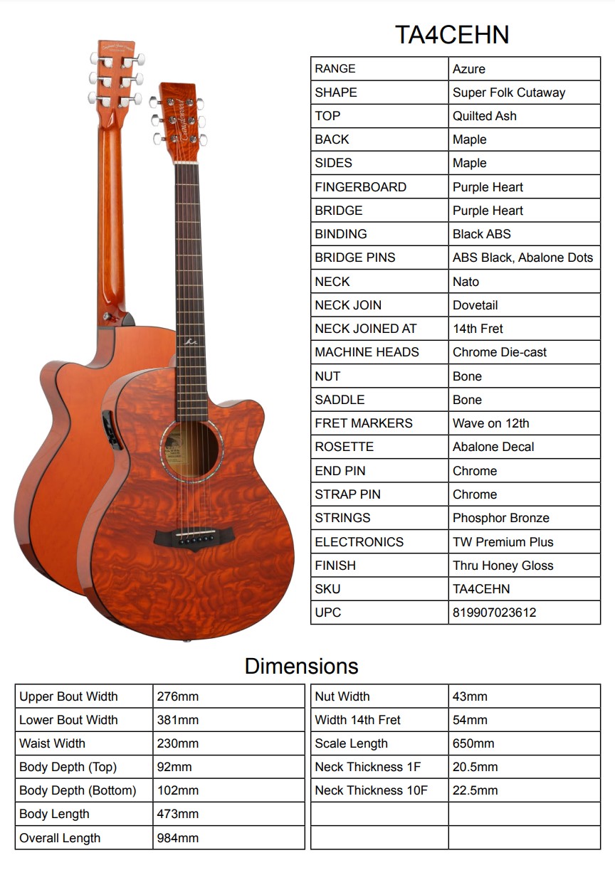 Guitarra Semi-Acústica - Tanglewood TA4CEHN - Image 4